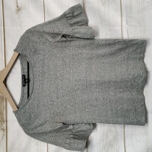 J. Crew Mercantile Heathered Grey Short Ruffle Sleeve Top, Size XXS
